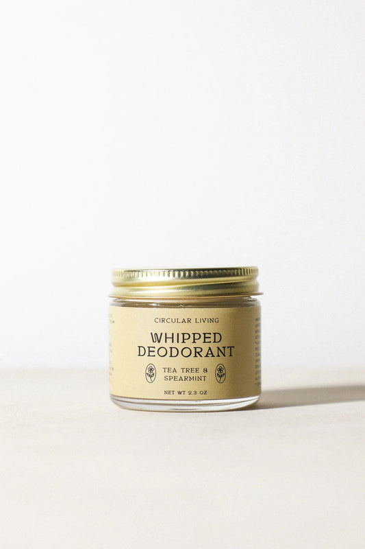 Circular Living Whipped Deodorant Tea Tree and Spearmint on clean minimal light background.