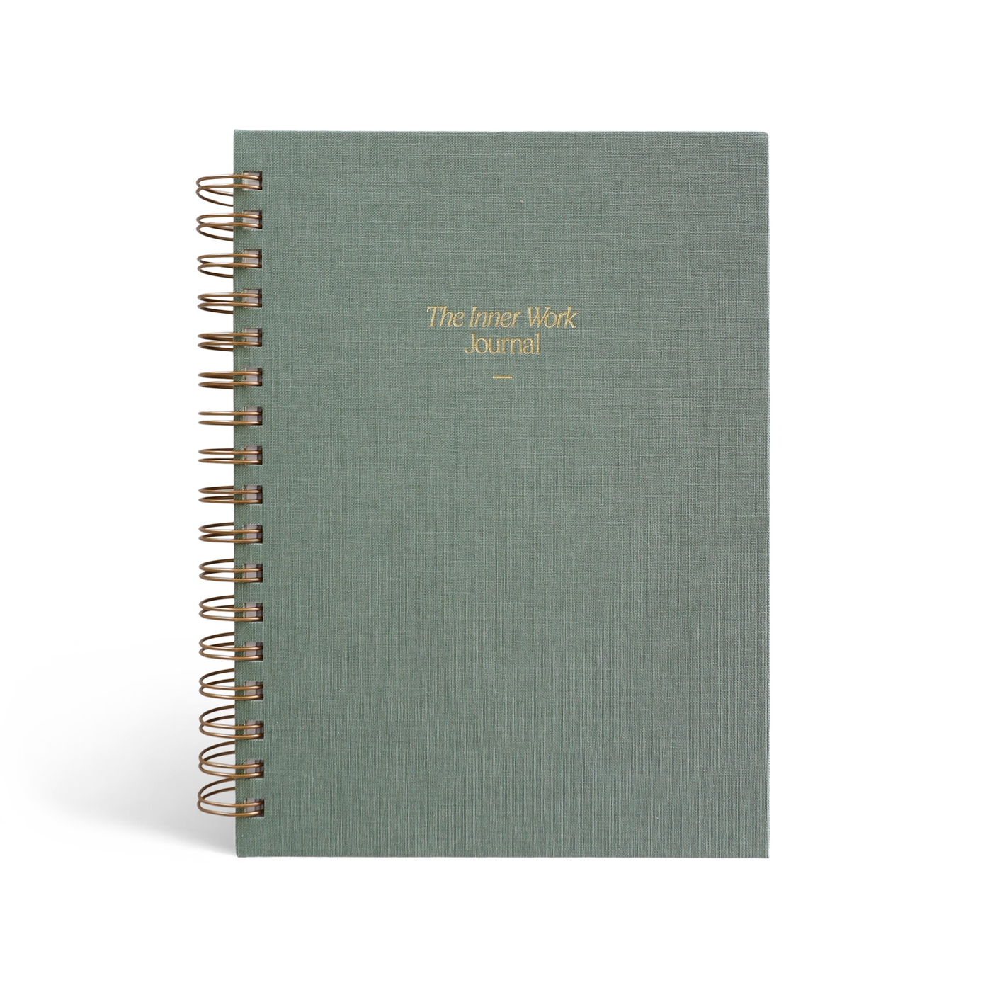 The Inner Work Journal in a sage green hardcover with gold foil lettering, shown against a white background.