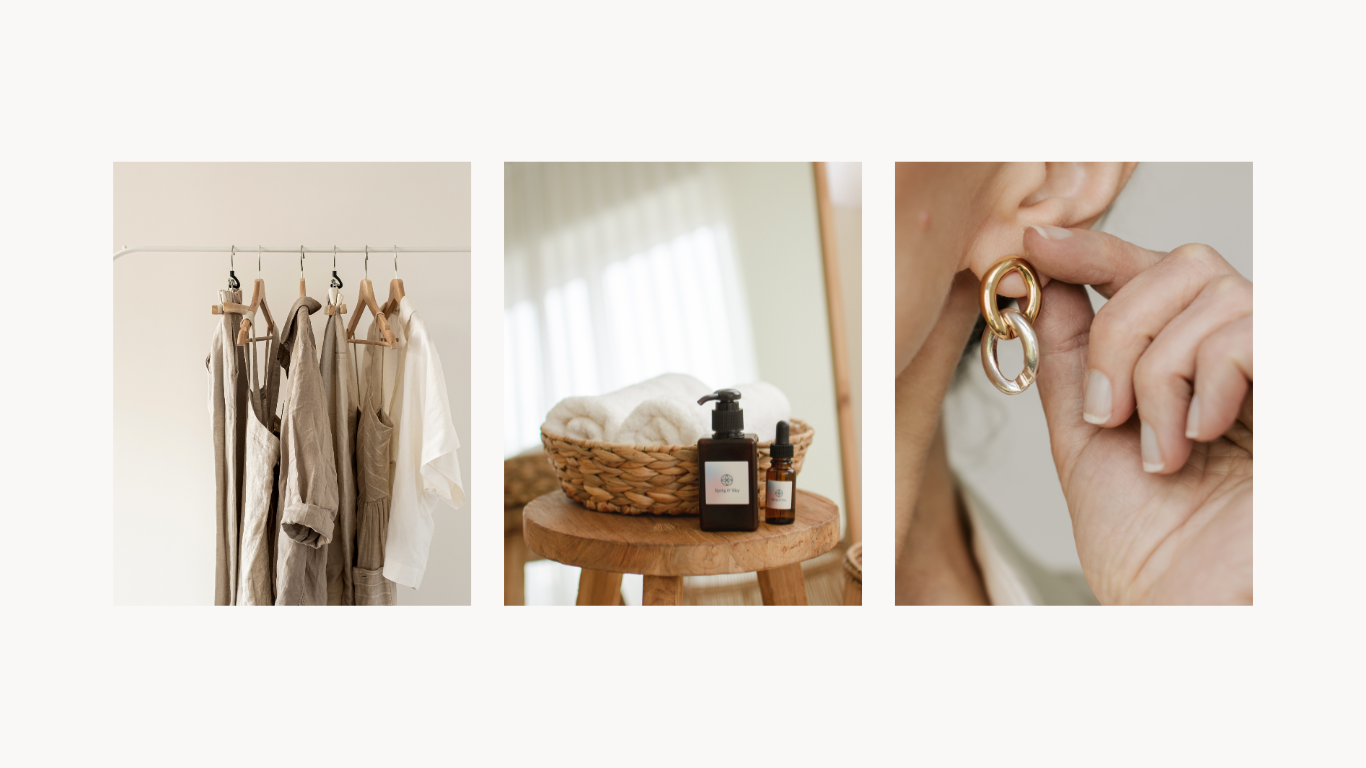 Capsule wardrobe, clean beauty, luxury jewlery 