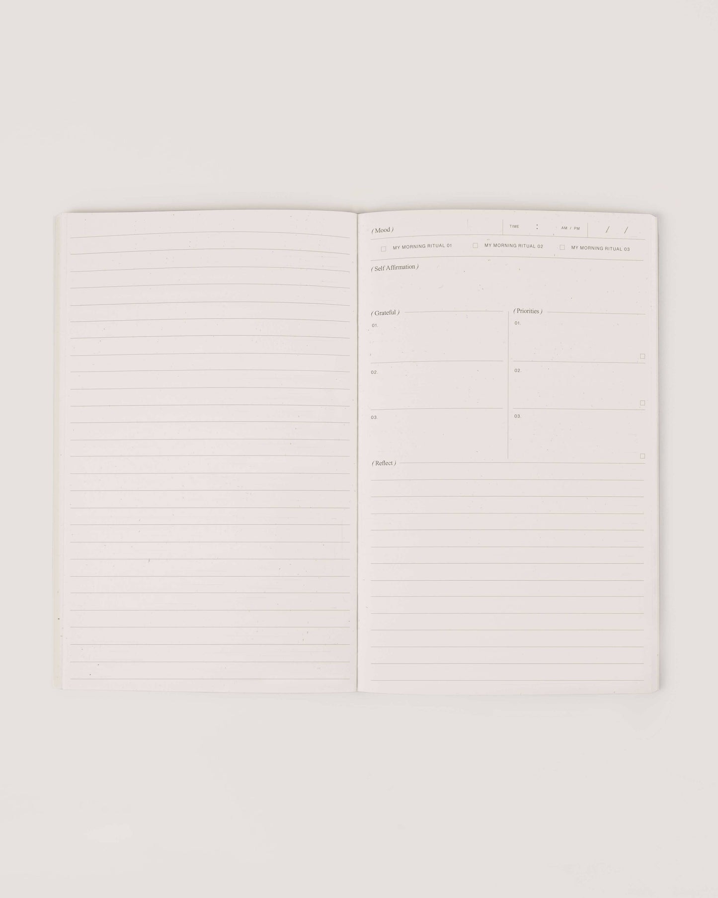 Blank notes pages of the Wilde House Paper Morning Routine Journal with simple lined design.
