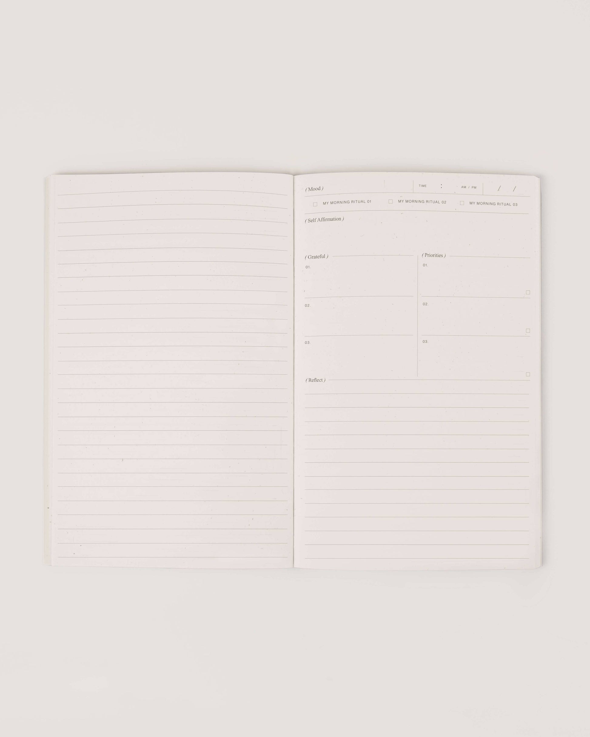 Blank notes pages of the Wilde House Paper Morning Routine Journal with simple lined design.