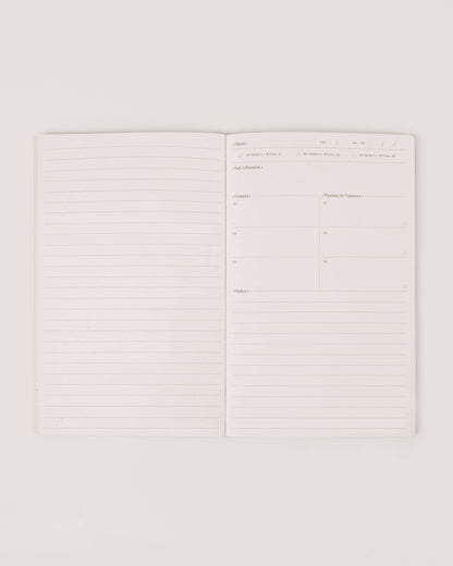Lined journaling pages inside Wilde House Paper Night Routine Journal.