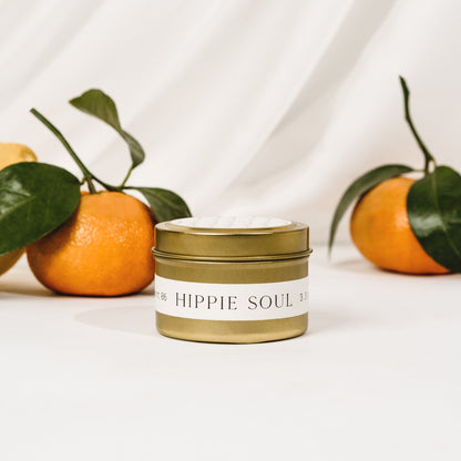 HIPPIE SOUL | Warm Citrus and Tobacco All Natural Coconut Wax Candle | 3.3 Ounce - Wellaine