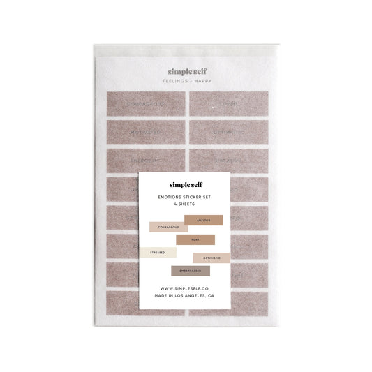 Emotions Sticker Set by Simple Self Co shown packaged, flat on a white background.