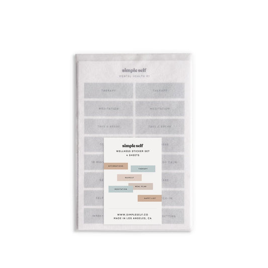 Simple Self Wellness Sticker Set cover image showing full sticker sheet pack.